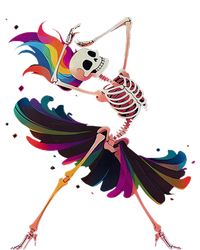 Dancing Skeleton Rainbow Ballerina Halloween Ladies Essential Flowy Tank