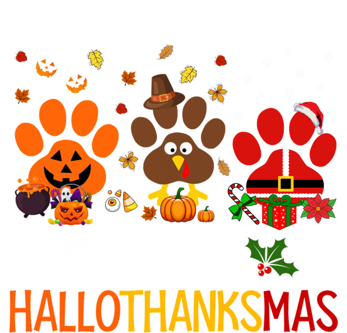 Cat Dog Paw Print Happy Hallothanksmas Halloween Christmas Funny Gift Magnet