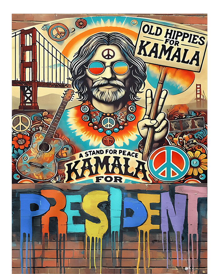 Old Hippies For Kamala 2024 Peace & Love Campaign T-Shirt