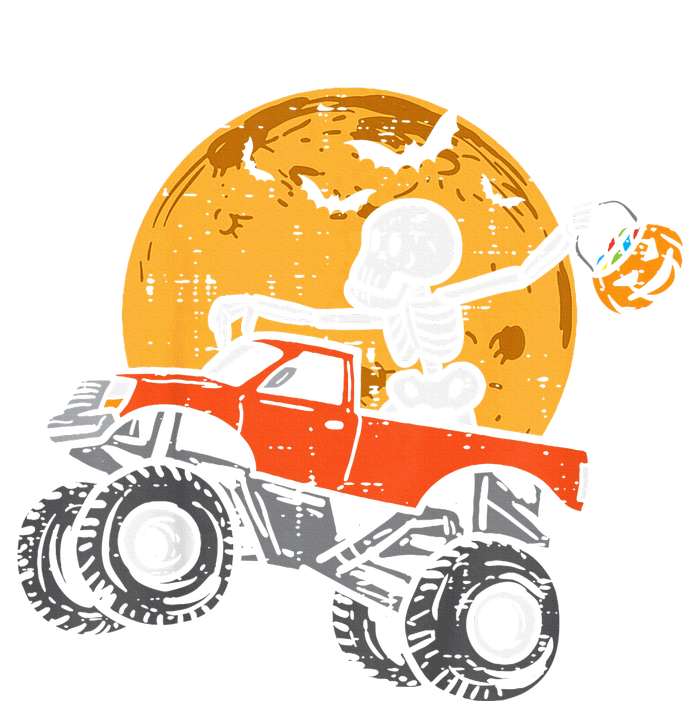 Skeleton Monster Truck Moon Candy Halloween T-Shirt