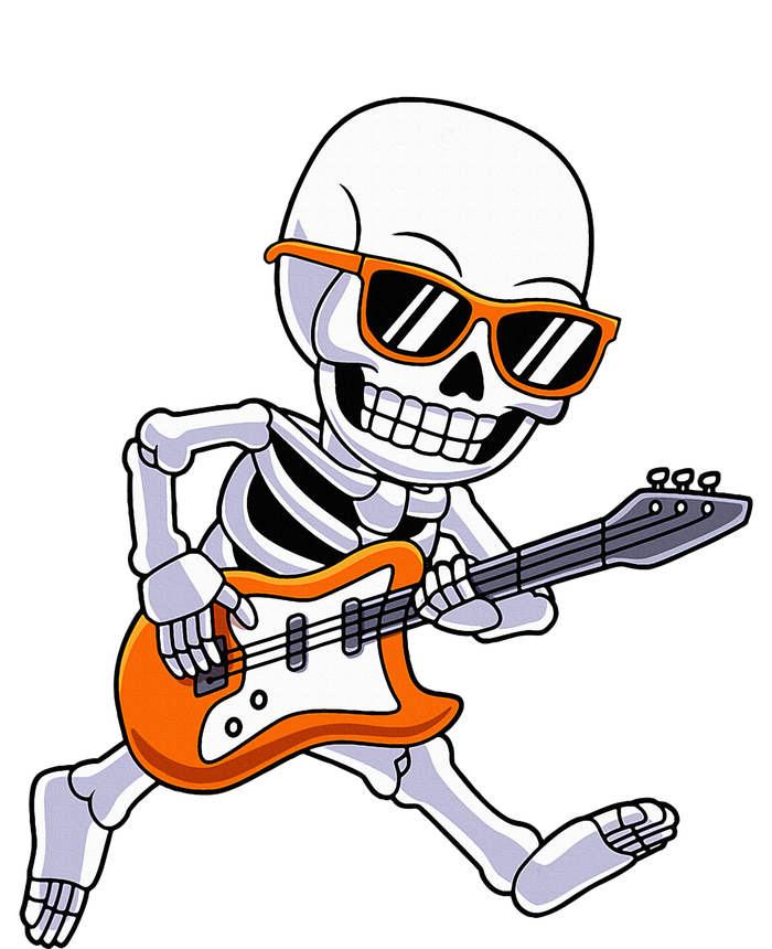 Skeleton Playing Guitar Rock & Roll Halloween Tall Hoodie