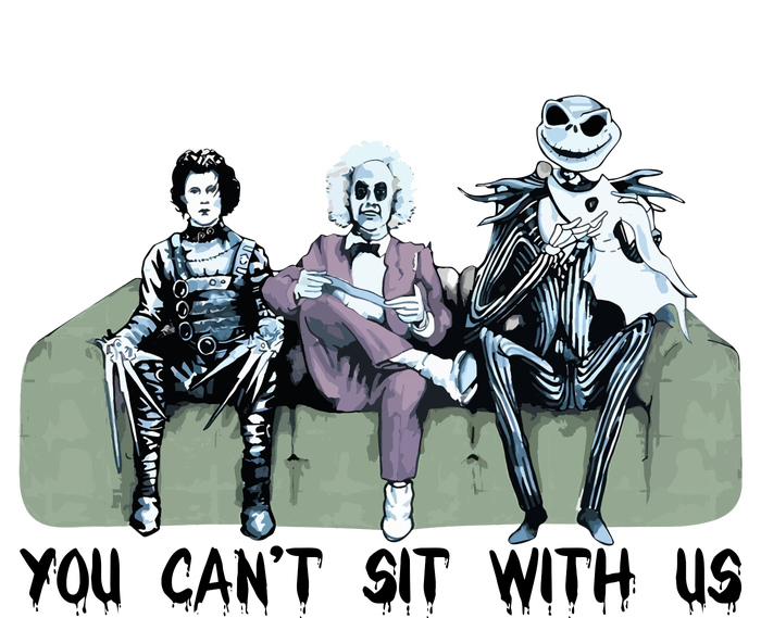 You Cant Sit With Us Halloween Beetle Juice Scissorhands Jack Skellington Kids T-Shirt