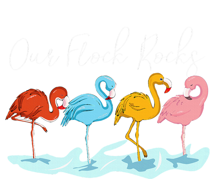 Our Flock Rocks Flamingos Lover Family V-Neck T-Shirt