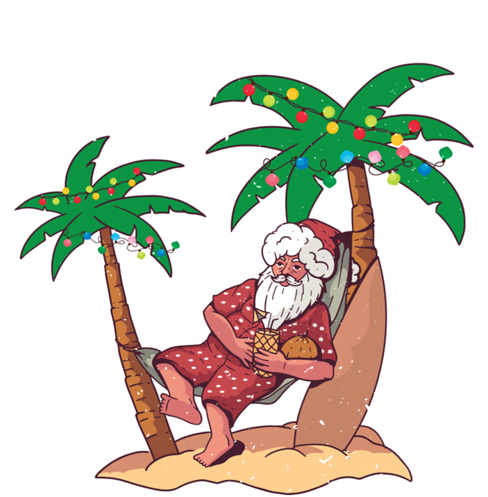 Christmas Beach Palm Tree With Xmas Lights Tropical Santa Cute Gift Full-Length Apron With Pockets