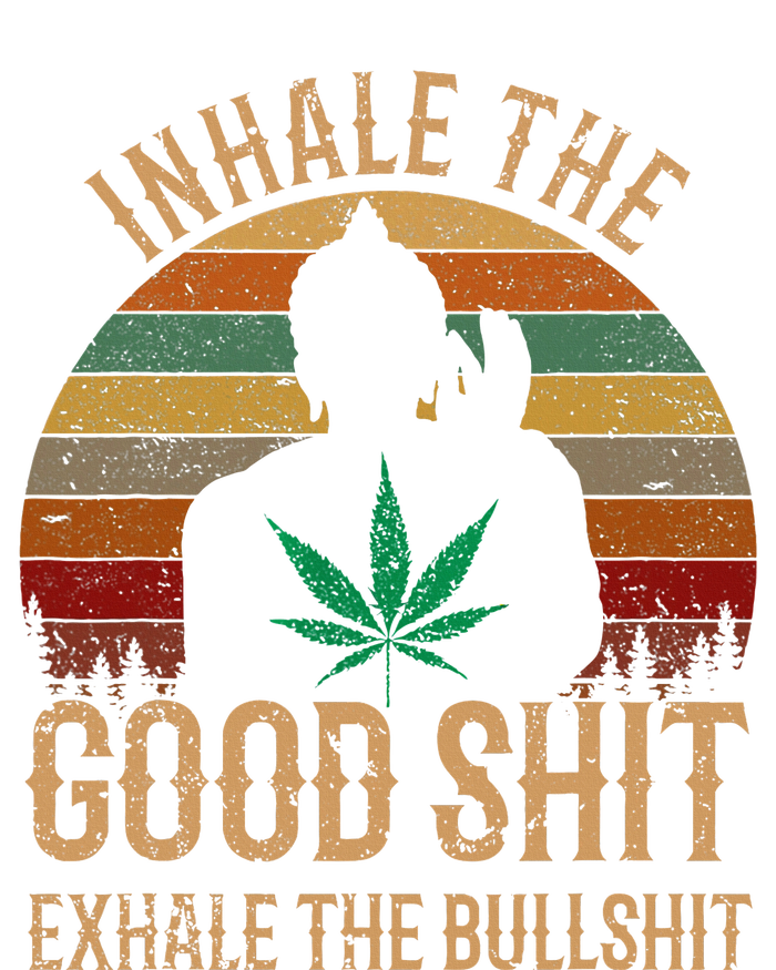 Inhale Good Shit Exhales Bullshit Weed Retro Cannabis Funny T-Shirt