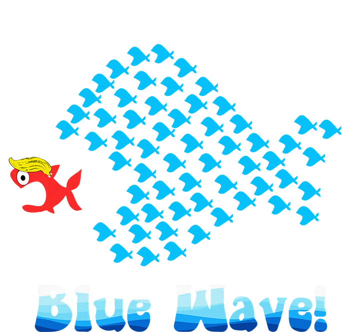 Blue Wave 2024 Funny Big Fish Eat Little Fish Dry Zone Grid Polo