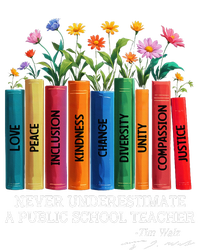 Never Underestimate A Public School Teacher Floral Books PosiCharge RacerMesh Polo