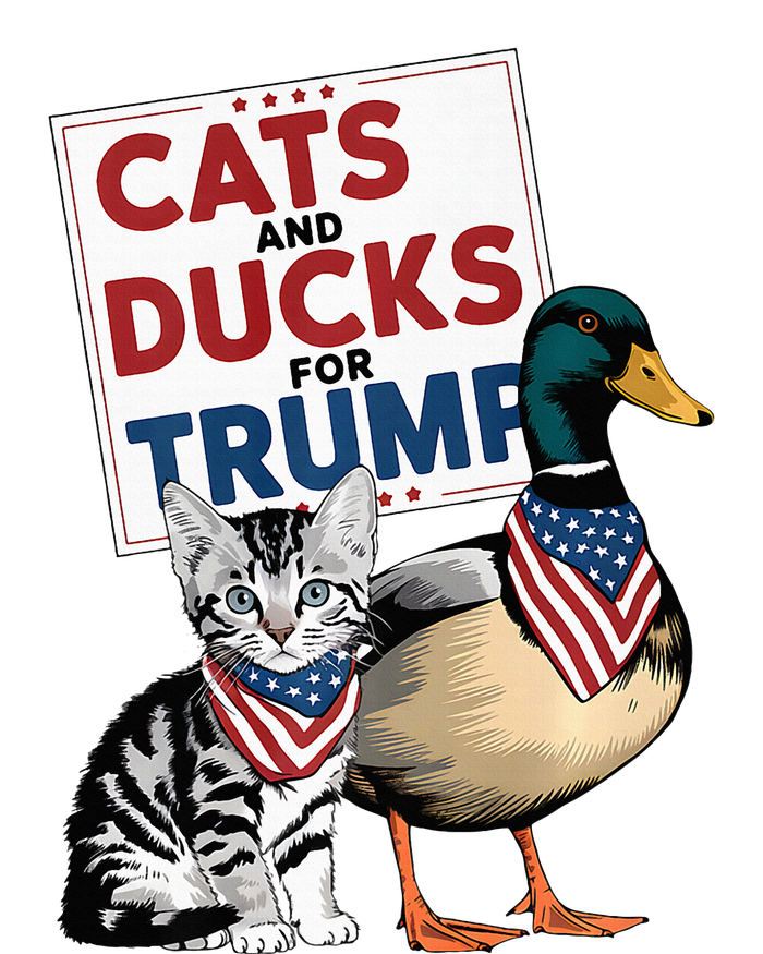 Kittens And Ducks For Trump Cats And Ducks For Trump 2024 Pom Pom 12in Knit Beanie