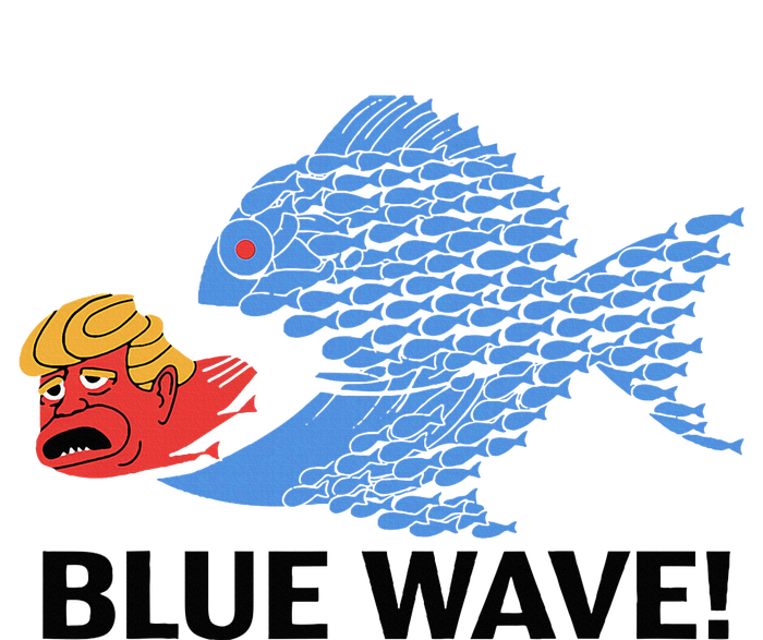 Blue Wave 2024 Funny Big Fish Eat Little Fish Trump Hair Microfiber Hand Towel