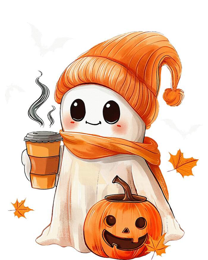 Cute Ghost Drinking Coffee Halloween Ghost Ice Coffee Baby Bodysuit