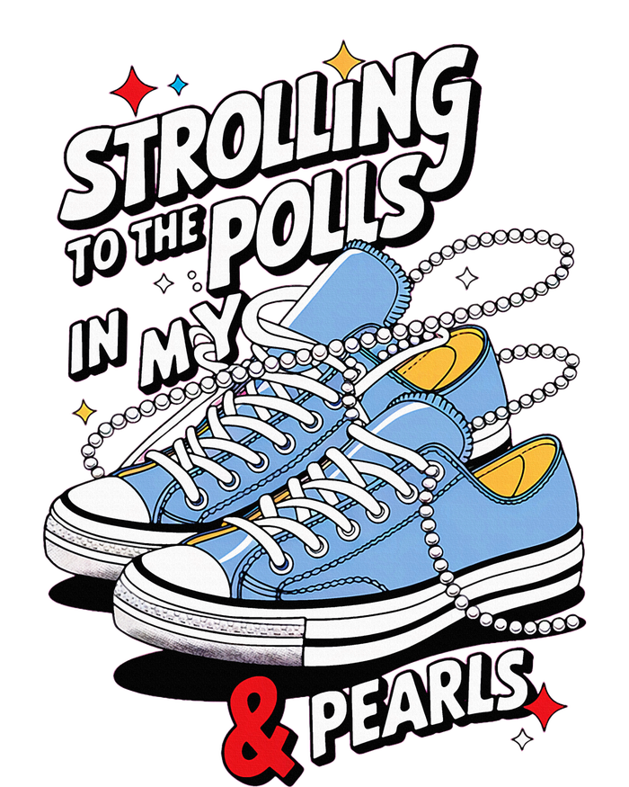 Strolling To The Polls In My Chucks & Pearls Kamala Cat Lady Women's V-Neck T-Shirt