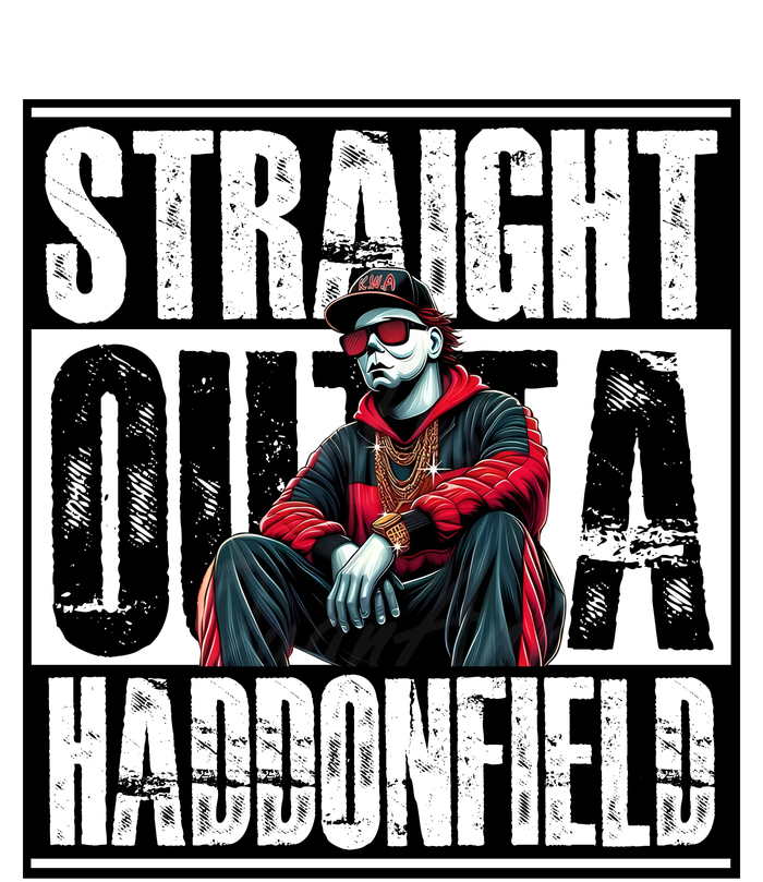 Straight Outta Haddonfield Michael Halloween Horror Character Womens Cotton Relaxed Long Sleeve T-Shirt