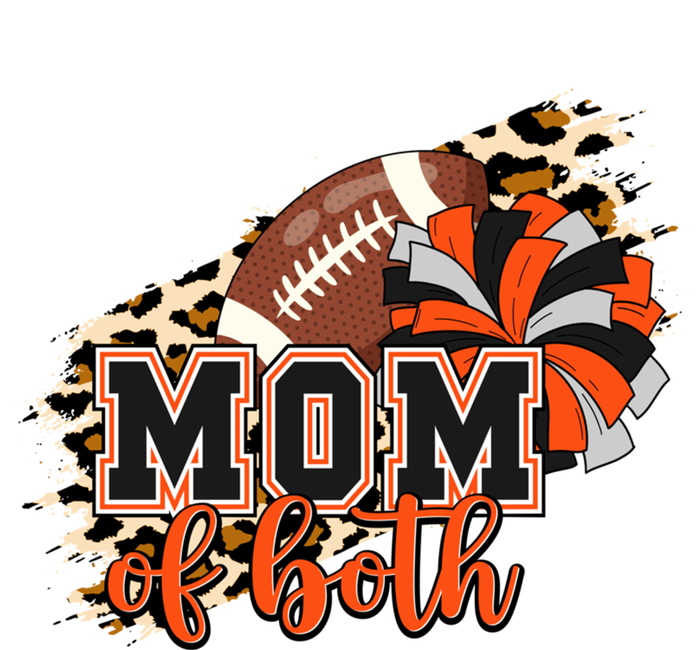 Mom Of Both Football Cheer Orange Black Pom Leopard Great Gift T-Shirt