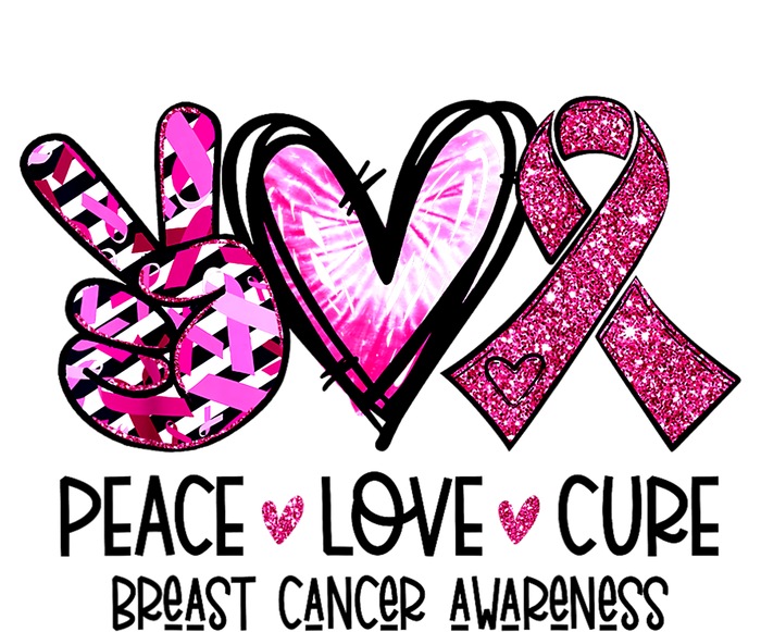 Cancer Breast Awareness Peace Love Cure Pin.K Ribbon Gift Kids Long Sleeve Shirt