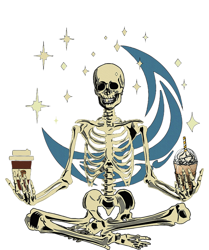 Skeleton Doing Yoga And Drinking Coffee Funny Meditation Tank Top