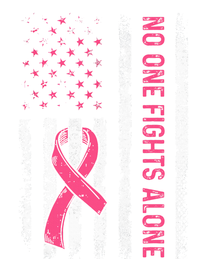 No One Fights Breast Cancer Alone American Flag Kids Long Sleeve Shirt