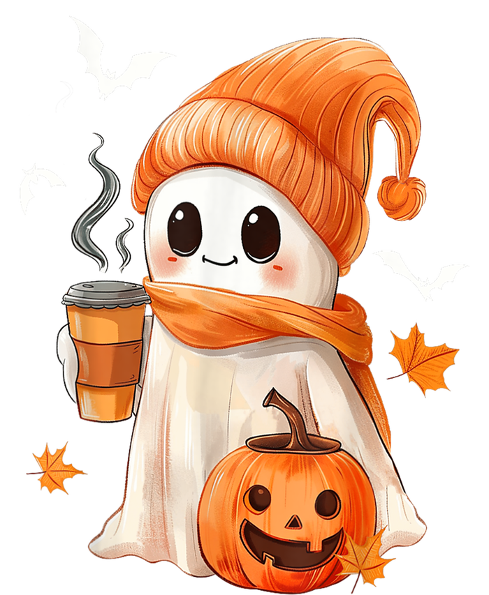 Cute Ghost Drinking Coffee Halloween Ghost Ice Coffee Gift T-Shirt