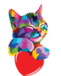 Rainbow Cute Cat Hugging Valentine Heart Kitty Love Cat Meaningful Gift T-Shirt