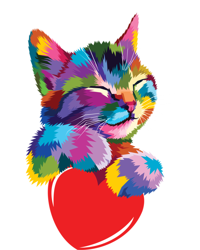 Rainbow Cute Cat Hugging Valentine Heart Kitty Love Cat Meaningful Gift T-Shirt