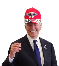 Funny Joe Biden Dons Trump 2024 Cap Wear A Trump Hat Women's T-Shirt