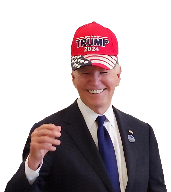 Funny Joe Biden Dons Trump 2024 Cap Wear A Trump Hat Women's T-Shirt