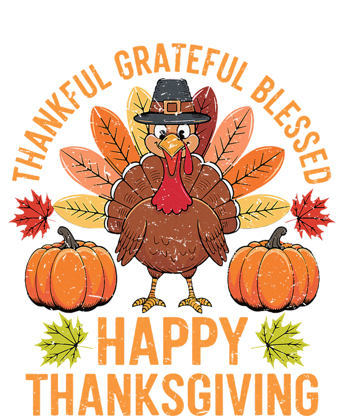 Thankful Grateful Blessed Turkey Women Happy Thanksgiving Flat Bill Trucker Hat