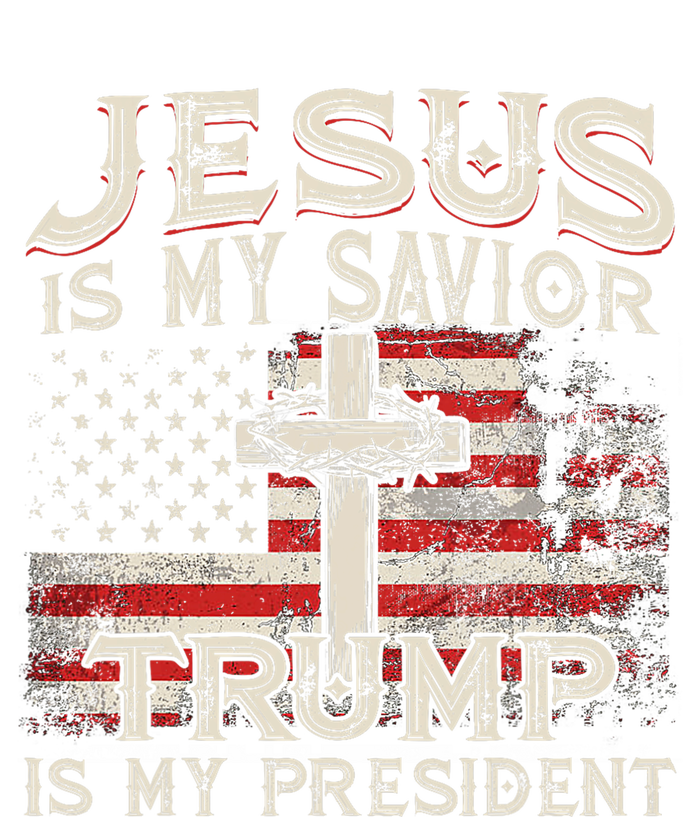 Jesus Is My Savior Trump Is My President American Flag Women's Fleece Hoodie