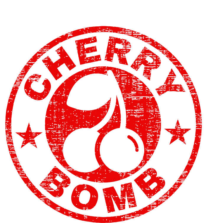 Cherry Bomb Retro Cherries Design Distressed Women's Racerback Cropped Tank