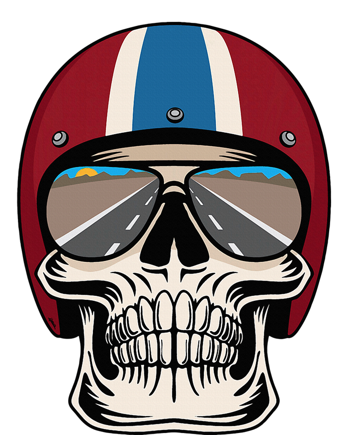 Skull Wearing Motorcycle Helmet And Sunglasses T-Shirt