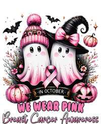 In October We Wear P.Ink Ghost Witch Breast Cancer Awareness Gift V-Neck T-Shirt