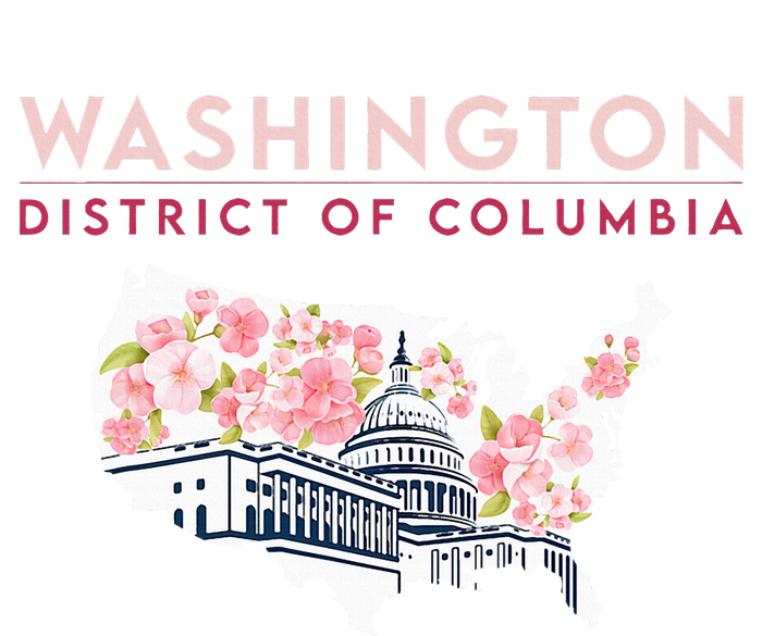 Washington Capitol Building With Cherry Blossom In Us Map T-Shirt