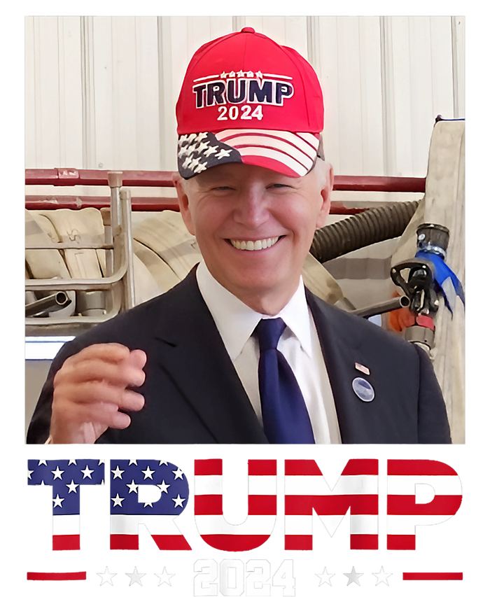 Joe Biden Wearing A Trump Hat T-Shirt