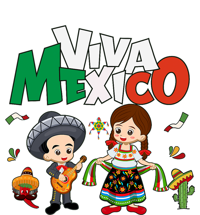 Viva Mexico Boy Girl Guitar Mexican Independence Kids Long Sleeve Shirt