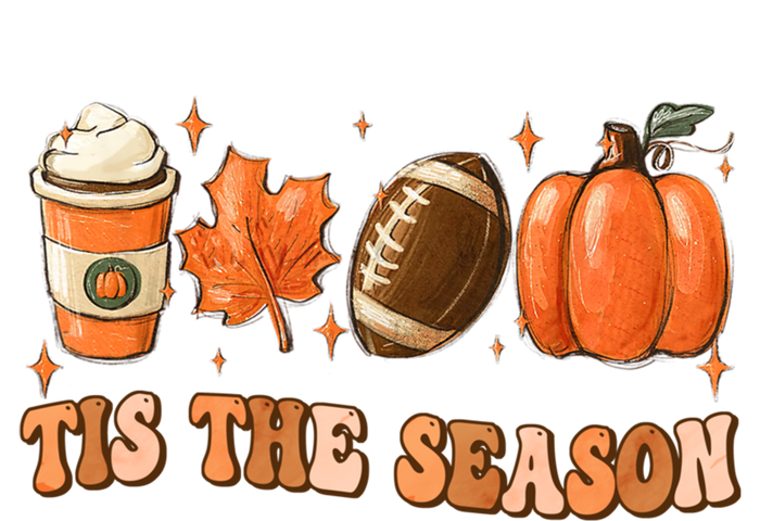 Tis The Season Pumpkin Leaf Latte Fall Thanksgiving Football T-Shirt