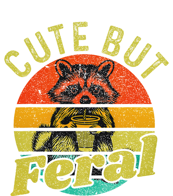 Raccoon Cute But Feral Vintage Raccoon Funny Loves Coffee T-Shirt