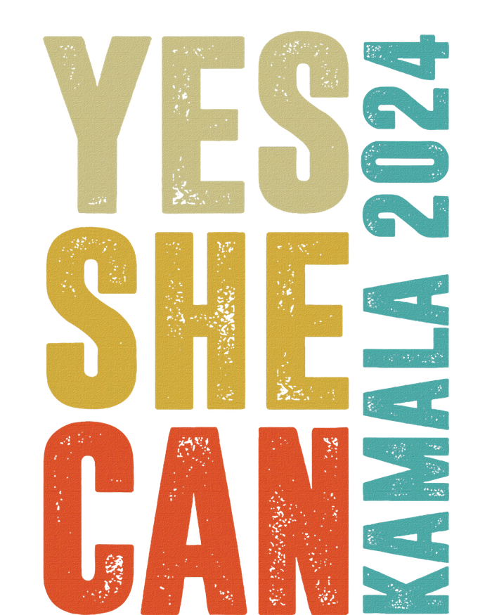 Yes She Can Kamala 2024 Retro Colors Drawstring Bag