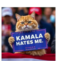 Kamala Hates Me Funny Political Saying Cat Lover High Crown Mesh Back Trucker Hat