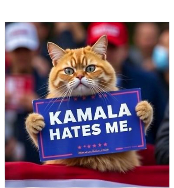 Kamala Hates Me Funny Political Saying Cat Lover High Crown Mesh Back Trucker Hat