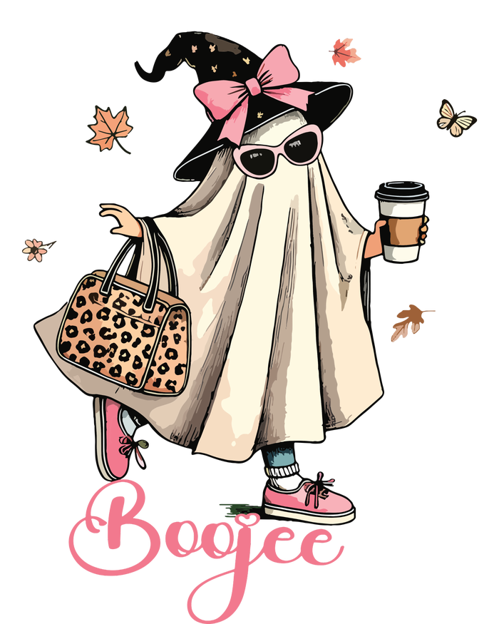 Boo Jee Ghost Drinking Coffee Coquette Bow Halloween Women T-Shirt