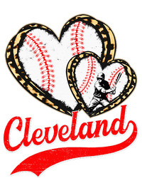 Vintage Cleveland Baseball Leopard Heart Baseball Fans Ladies Long Sleeve Shirt