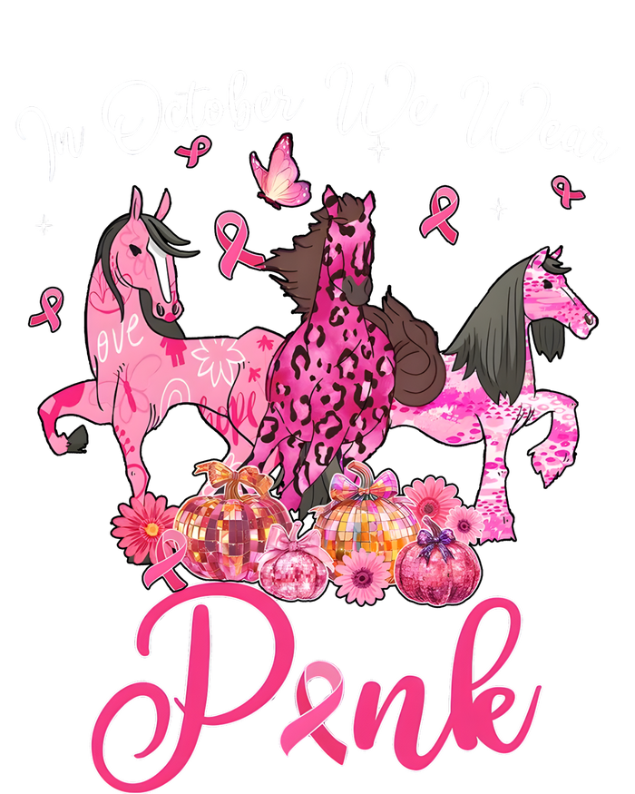 In October We Wear Horse And Pumpkin Breast Cancer Cooling Performance Long Sleeve Crew