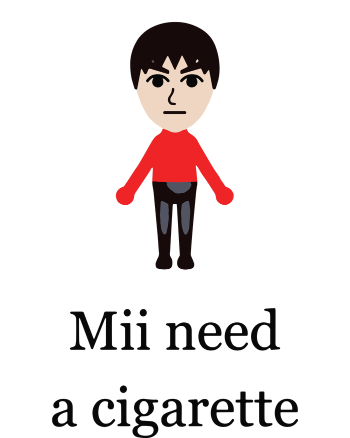 Mii Need A Cigarette Funny Wii Bumper Sticker