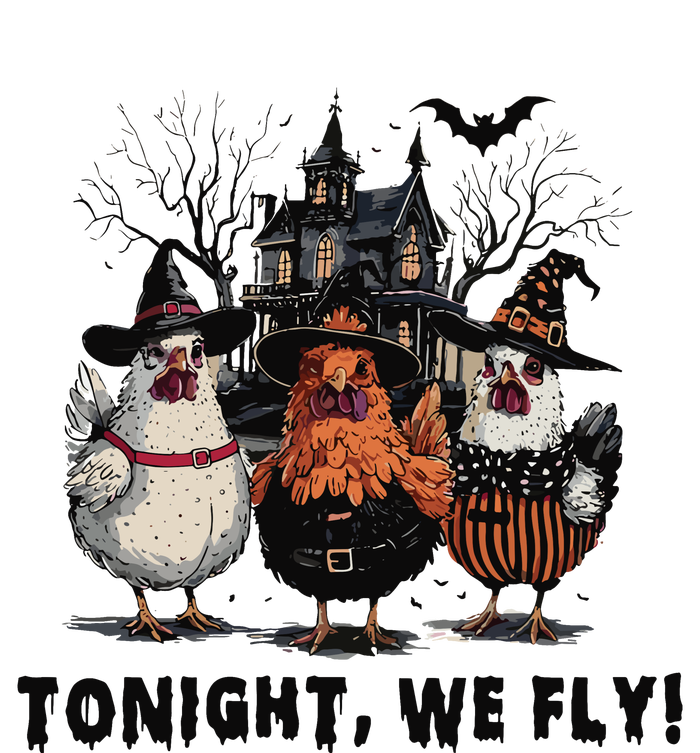 Tonight We Fly Funny Chicken Halloween Spooky Season Large Microfiber Waffle Golf Towel