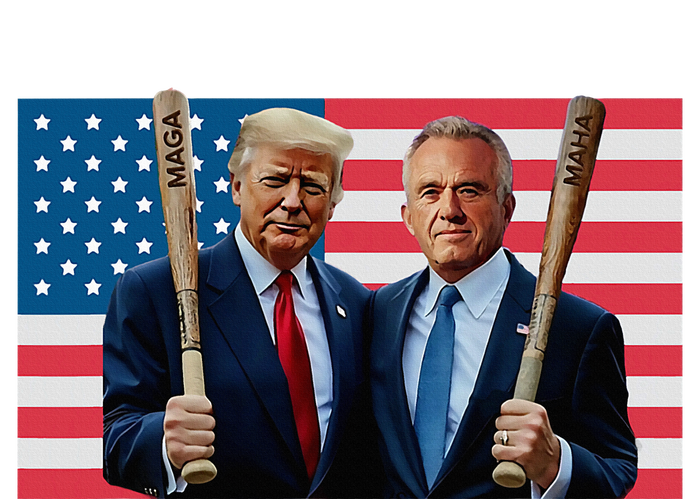 Trump Kennedy Maga Maha Baseball Bat Usa Flag Poster