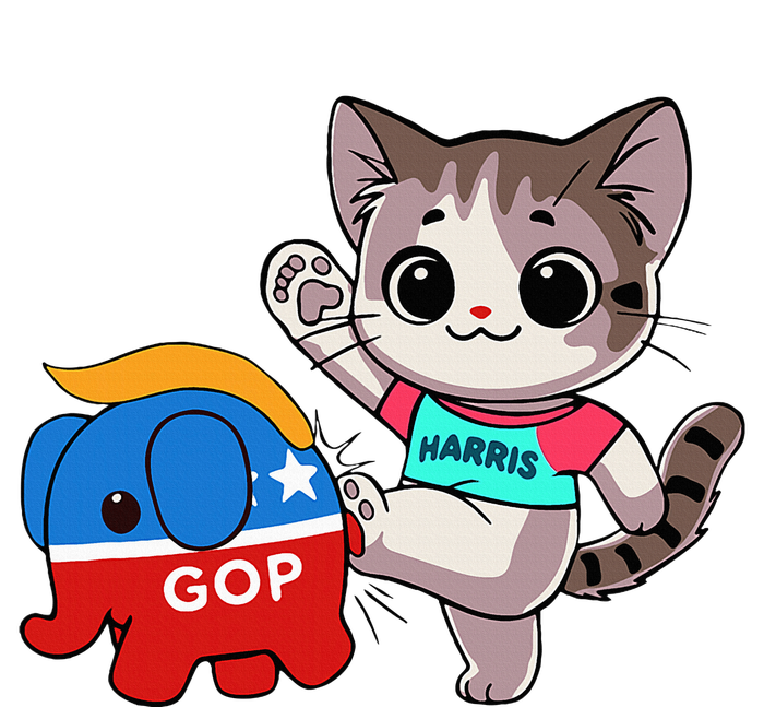 Cat Vs. Gop Elephant Kamala Harris Anti Trump Anti Maga Women's Racerback Tank