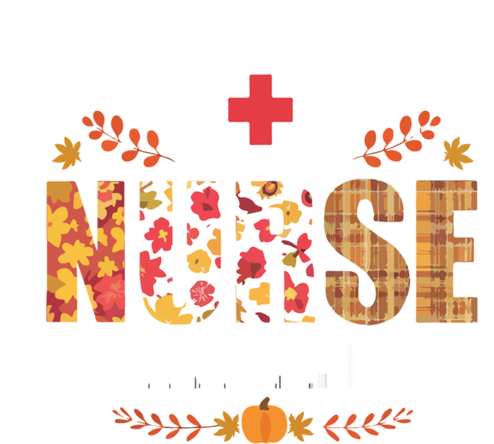 Nurse Autumn Theme Fall Season Floral Syringe Plaid Leaves T-Shirt