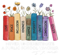 Floral Books Never Underestimate A Public School Teacher Womens Funnel Neck Pullover Hood