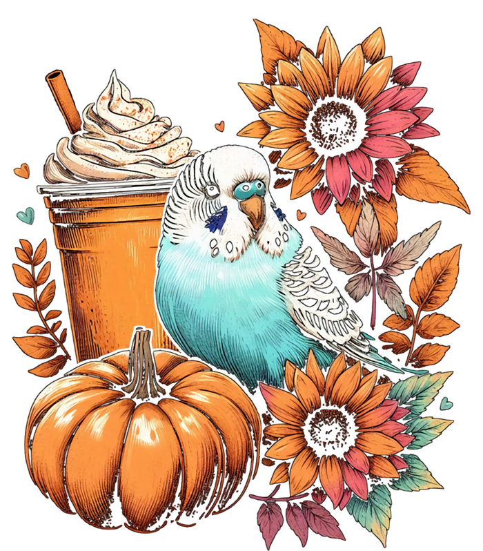 Budgie Parakeet Pumpkin Spice Latte Lovers Budgerigar Autumn Kids Long Sleeve Shirt