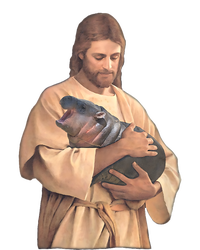 Jesus Loves Moo Deng Bouncy Pig Cute Baby Hippo Meme Coaster