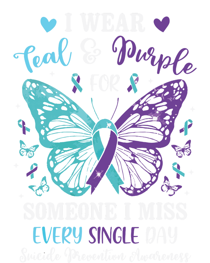 I Wear Teal & Purple Suicide Prevention Awareness Butterfly T-Shirt